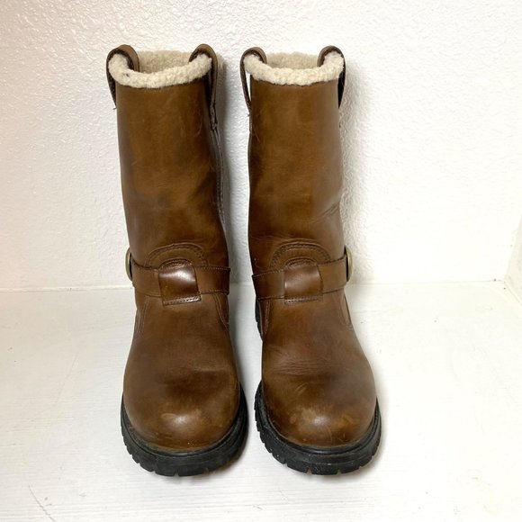 Timberland Nellie Fur Lined Leather Buckle Pull On Waterproof Boots Brown 7 - Picture 5 of 8